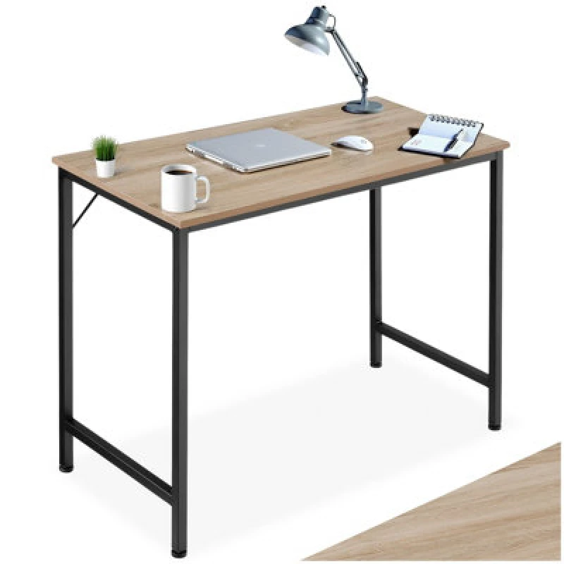 Image of Tectake Desk Jenkins - Computer, Writing, Study Table 80 Cm - Industrial Wood Light, Oak Sonoma