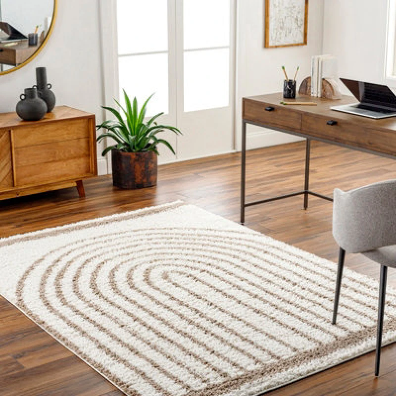 Image of Livabliss Shaggy Global Plush Pile Cream Pihu Area Rug 160 X 213cm - Easy Care, Non Shedding, Ideal For Living Room & Bedroom