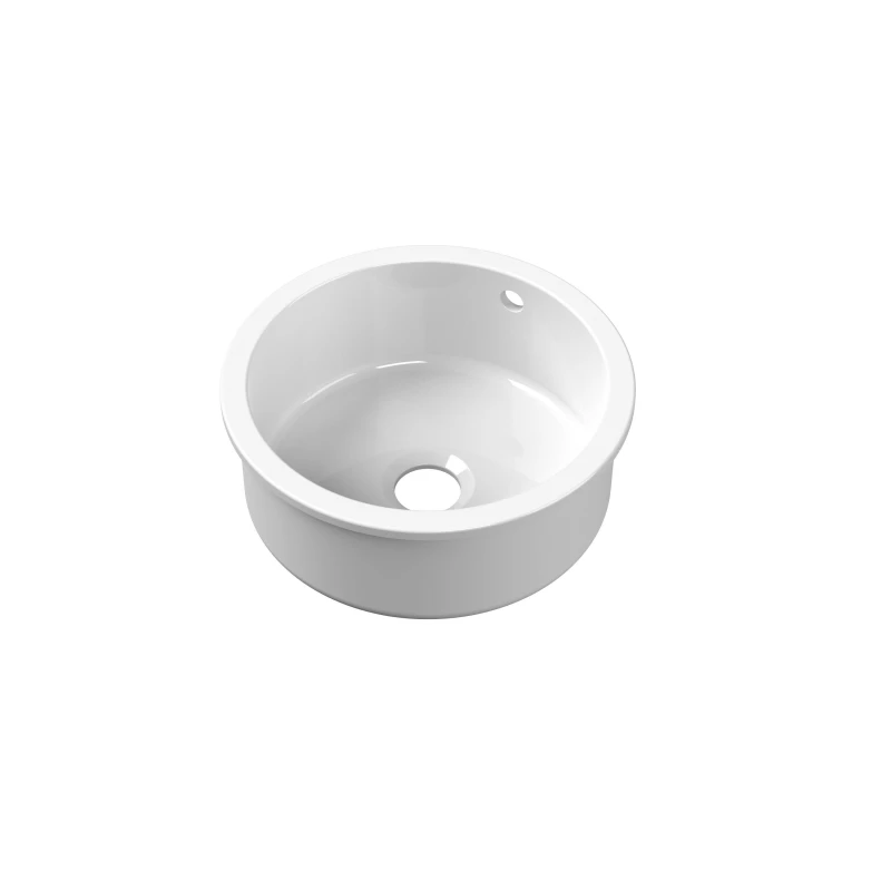 Image of Balterley Fireclay Single Bowl Undermount Kitchen Sink Overflow 460mm White