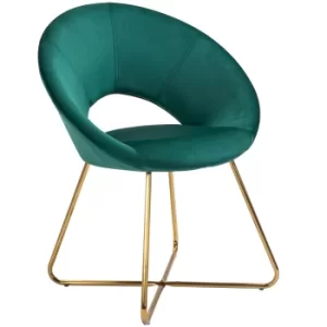 Image of HOMCOM Modern Accent Chairs Velvet Upholstered Armchair with Gold Legs for Living room Bedroom Dinning Room Green