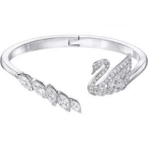 Image of Ladies Swarovski Rhodium Plated Swan Lake Bangle