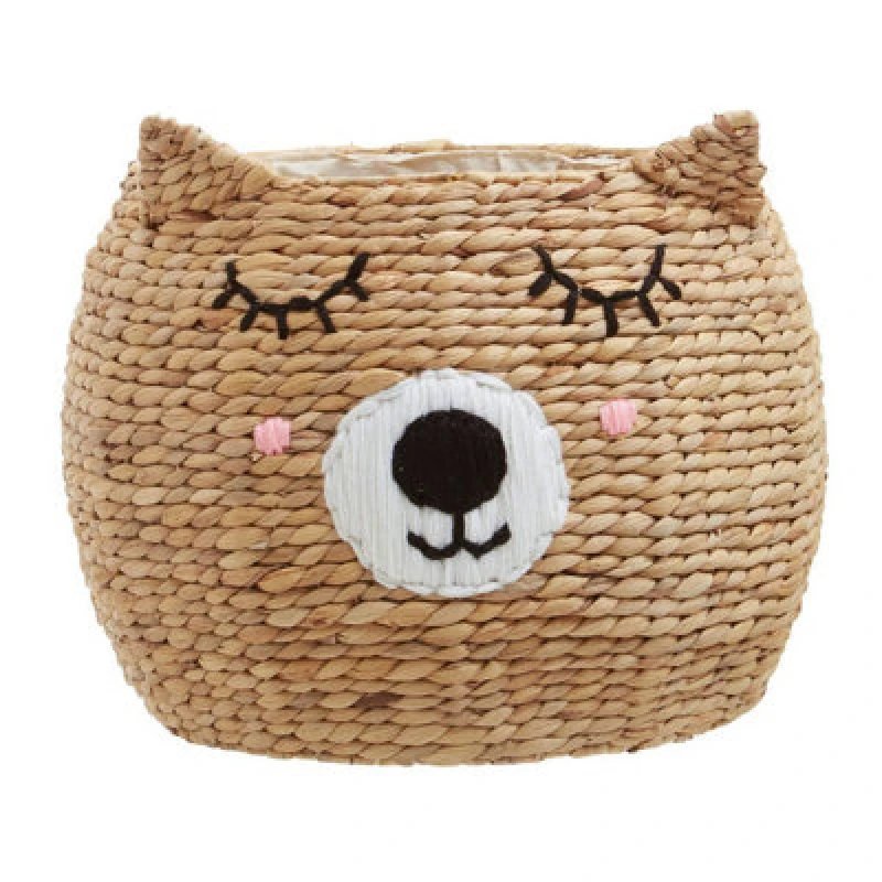Image of Premier Housewares Lidi Cat Face Basket, Handwoven Natural