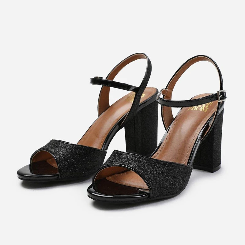 Image of Where's That From 'Florence' Wide Fit Mid High Heels With Ankle Strap Black