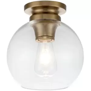 Image of Elstead Feiss Tabby Bowl Semi Flush Ceiling Light Burnished Brass