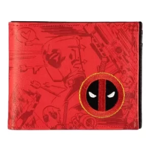 Image of MARVEL COMICS Deadpool Logo with Graffiti All-over Print Bi-fold Wallet, Male, Red/Black (MW763301DED)
