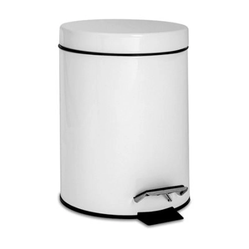 Image of Harbour Housewares Bathroom Pedal Bin - 3L - White - Round Stainless Steel Slim Rubbish Dustbin Lid And Inner Liner Bucket