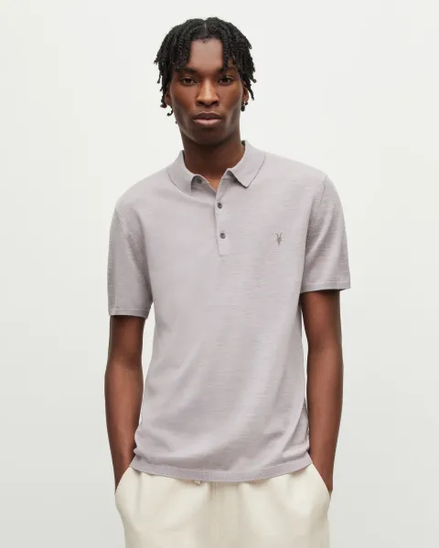 Image of AllSaints Mode Merino Short Sleeve Polo Shirt