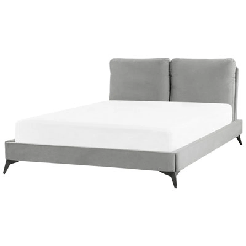 Image of Beliani Bed Velvet Melle 140 X 200 Cm (Eu Double) Grey