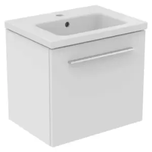 Image of Ideal Standard I.life S 50Cm Matt White 1 Drawer Vanity Unit, 51Cm Vanity Basin And Chrome Handle Pack