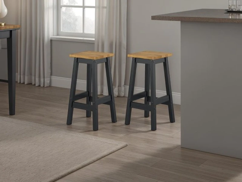 Image of Core Corona Black Set of 2 Edge High Breakfast Stool