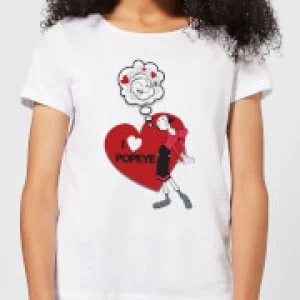 Image of Popeye I Love Popeye Womens T-Shirt - White - L