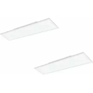 Image of 2 pack Wall / Ceiling Light White Aluminium 1200mm x 300mm Panel 40W LED 4000K