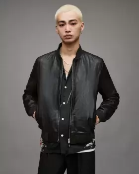Image of AllSaints Cahill Leather Bomber Jacket