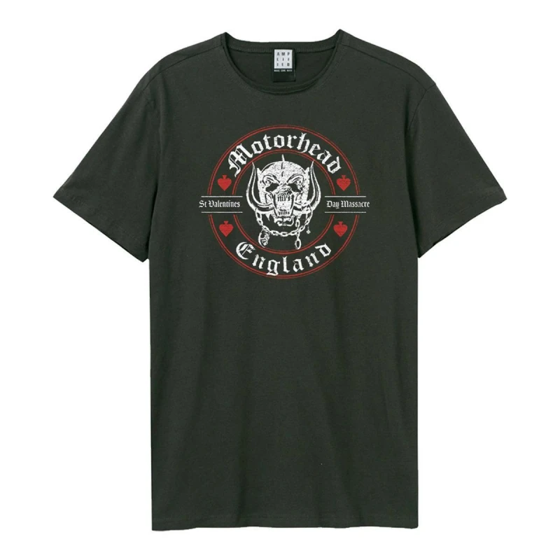 Image of Amplified Amplified Men St Valentines Day Massacre Motorhead T-Shirt in Charcoal Size: Small Charcoal S Male 5063470345984