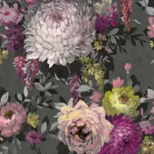 Image of Belgravia Decor Azzurra Floral Charcoal Wallpaper