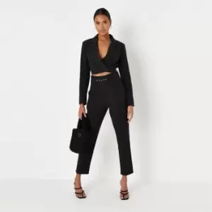 Image of Missguided Tailored Belted Cigarette Trousers - Black