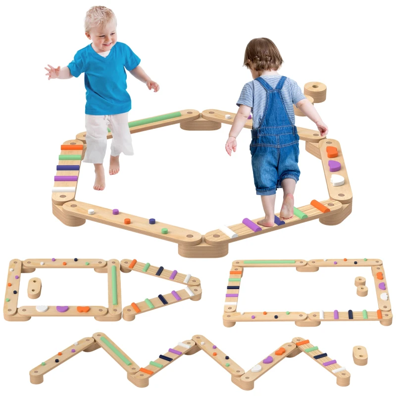 Image of AIYAPLAY Wooden Balance Beam for Kids 3-8 Years, Multi 347-021V00MX