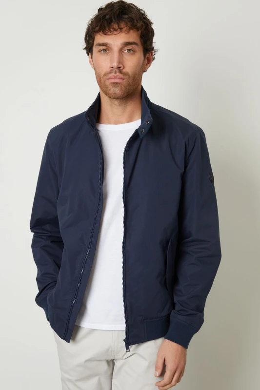 Image of Threadbare Zip Up Harrington Style Jacket Navy