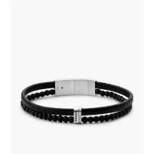 Image of Fossil Mens Multistrands Leather Multi-Strand Bracelet - Black