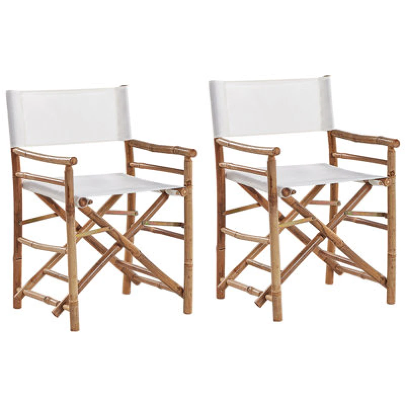 Image of Beliani Set Of 2 Garden Chairs Molise Bamboo Wood Brown