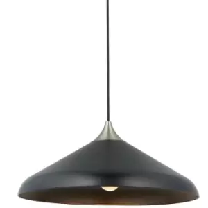 Image of Merano Milan Single Pendant Ceiling Lamp, Matt Black, Matt Nickel Plate
