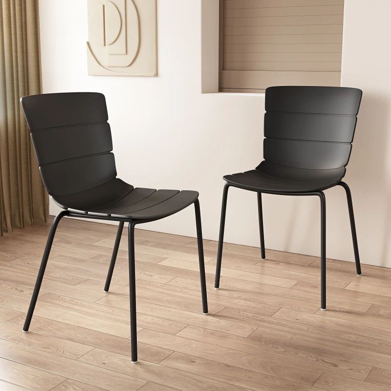 Image of Core Products Pair of Bali Kitchen Chairs with Plastic Seats & Metal Legs in Black Size: 2 Pack Black Unisex 2 Pack