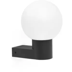 Image of Faro Structure - 1 Light Outdoor Globe Wall Light Dark Grey IP44, E27 (SHADE NOT INCLUDED)