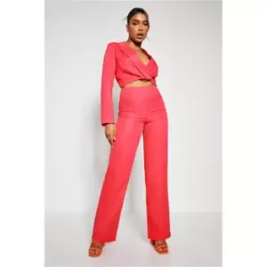 Image of I Saw It First Hot Pink Wide Leg Tailored Trousers - Pink