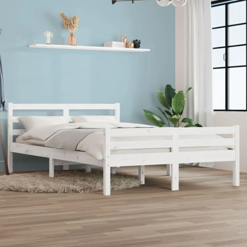 Image of VIDAXL Bed Frame without Mattress White Solid Wood 140x200cm vidaXL 8720286997659