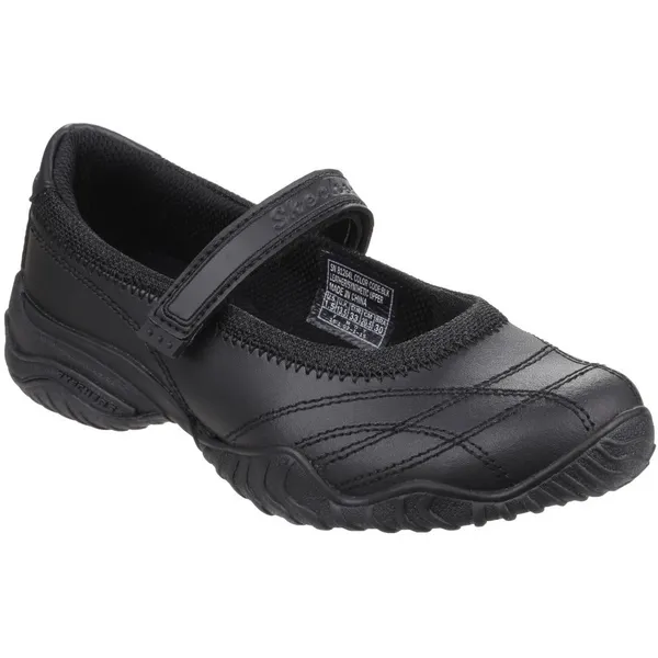 Image of Skechers Girls Velocity Pouty Touch Fasten Leather Casual Shoe Black SKE030-BLCK-12