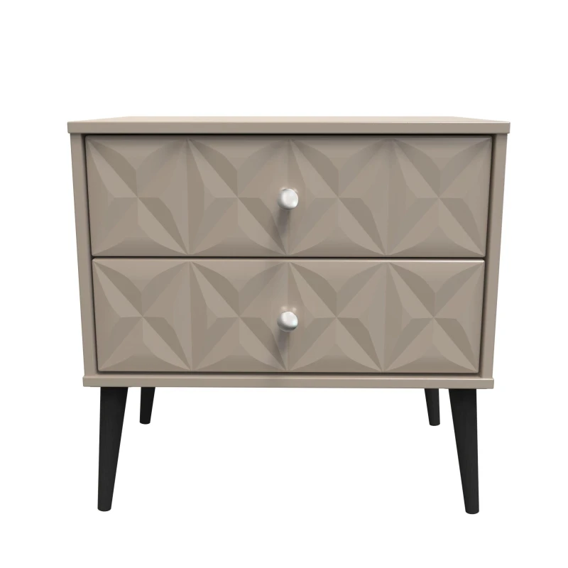 Image of Toledo 2 Drawer Side Table In Mushroom (Ready Assembled)