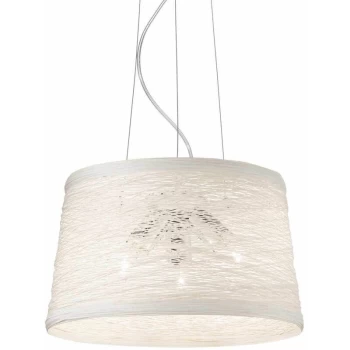 Image of Ideal Lux Lighting - Ideal Lux Basket - 3 Light Round Ceiling Pendant Cream, E27