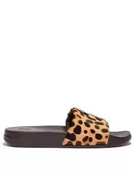 Image of FitFlop Iqushion Leopard Slides, Leopard, Size 5, Women