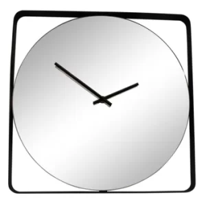 Image of Mirror Clock With Black Metal Frame