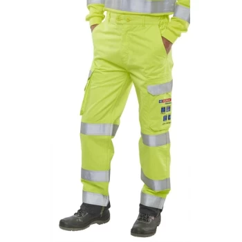Image of Arc Flash Hi Viz Trousers Saturn Yellow/Navy - Size 34R