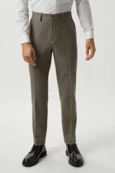 Image of Slim Fit Neutral Basketweave Tweed Suit Trousers