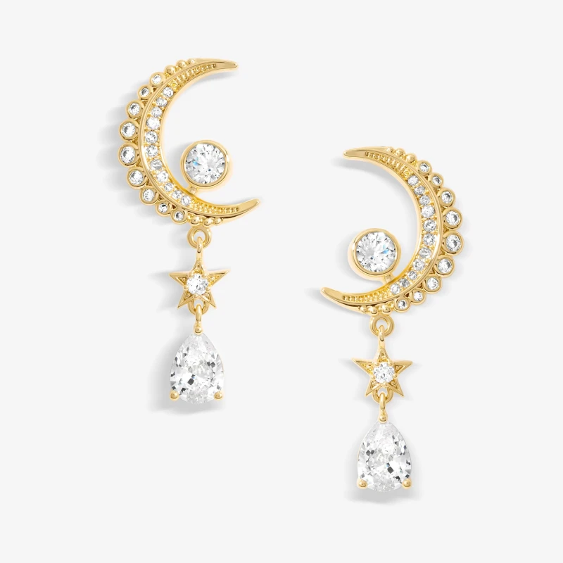 Image of Jon Richard Gold Plated Cubic Zirconia Celestial Earrings Jewellery Sets One Size Gold 40587610000