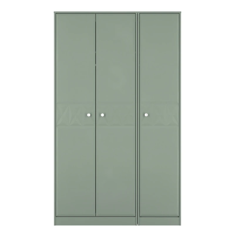Image of Genoa Ready Assembled Contemporary Matt Green Tall Triple Wardrobe (H)1960mm (W)1108mm (D)530mm