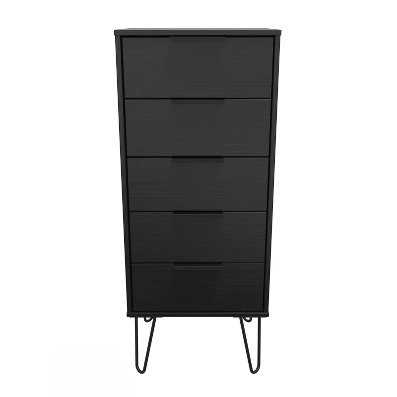Image of Fuji 5 Drawer Tallboy In Black Matt (Ready Assembled)