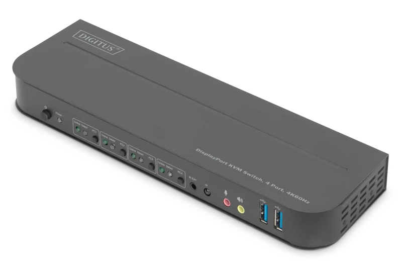 Image of Digitus KVM Switch. 4-Port. 4K60Hz. 4 x DP in. 1 x DP/HDMI out