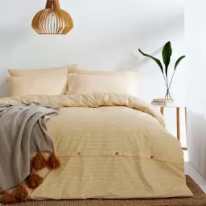 Image of The Linen Yard Holbury King Duvet Cover Set Cotton Ochre