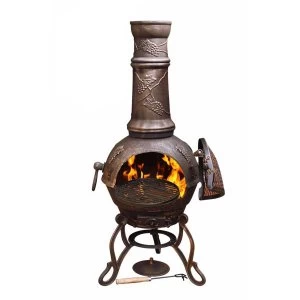 Image of Gardeco Toledo Cast Iron Chiminea with Grape Design - Large