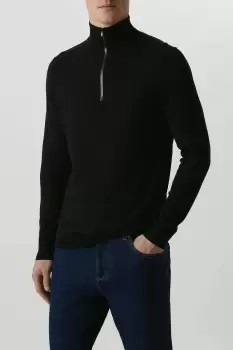 Image of Premium Black Knitted Tech Funnel 1/4 Zip Jumper