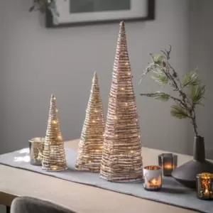 Image of Crossland Grove Edina Natural Rattan Cones LED (Set of 3) H600mm