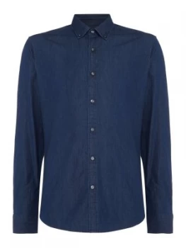 Image of Mens Michael Kors Slim Fit Dark Wash Denim Shirt Denim Dark Wash