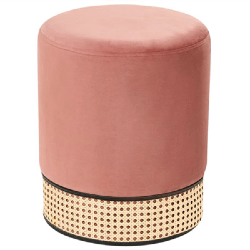 Image of Beliani Boho Pouffe Yankton Velvet Pink