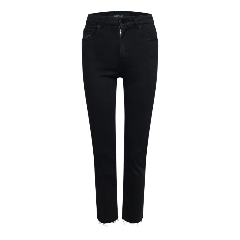 Image of Replay Faaby Slim-Fit Cigarette Cropped Jeans Grey female 24 inch