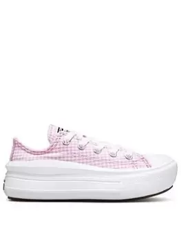 Image of Converse Chuck Taylor All Star Childrens Move Seersucker Stripes Platform Trainers - Pink/White, Pink/Black, Size 10
