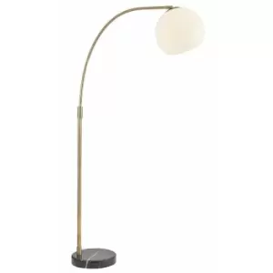Image of Loops - Floor Lamp Light - Matt Antique Brass & Opal Glass - 40W E27 - Complete Lamp