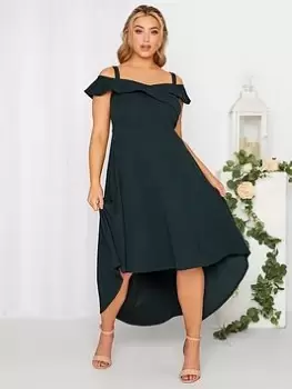 Image of Yours High Low Bardot Dress - Black, Size 20, Women